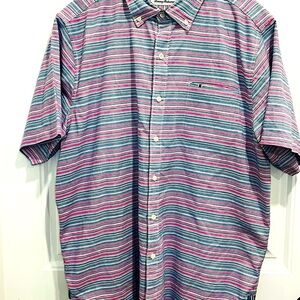 Tommy Bahama Reef Point Button Down | Blue/Pink Stripe | Size‎ L